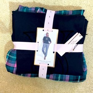 Victoria’s Secret Flannel Long Tee-Jama Pajama Set Top & Bottom Women’s Large